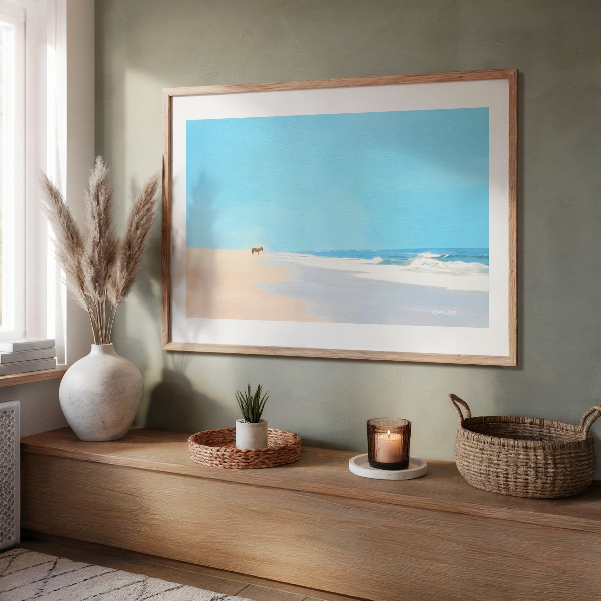 Wild Horse Beach Painting Coastal Wall Art Print