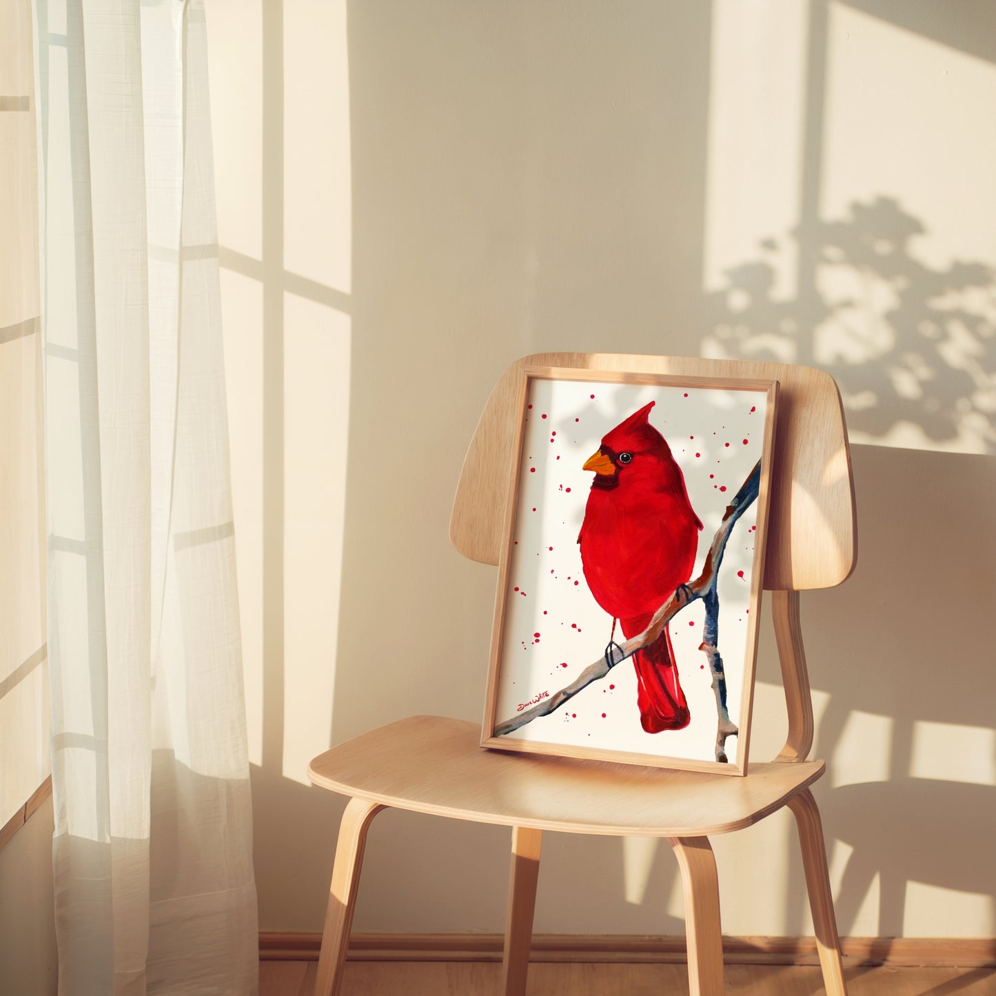 Red Cardinal Bird Watercolor Painting Art Print