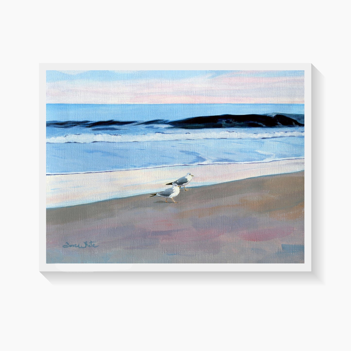 Seascape Painting with Seagulls Art Print