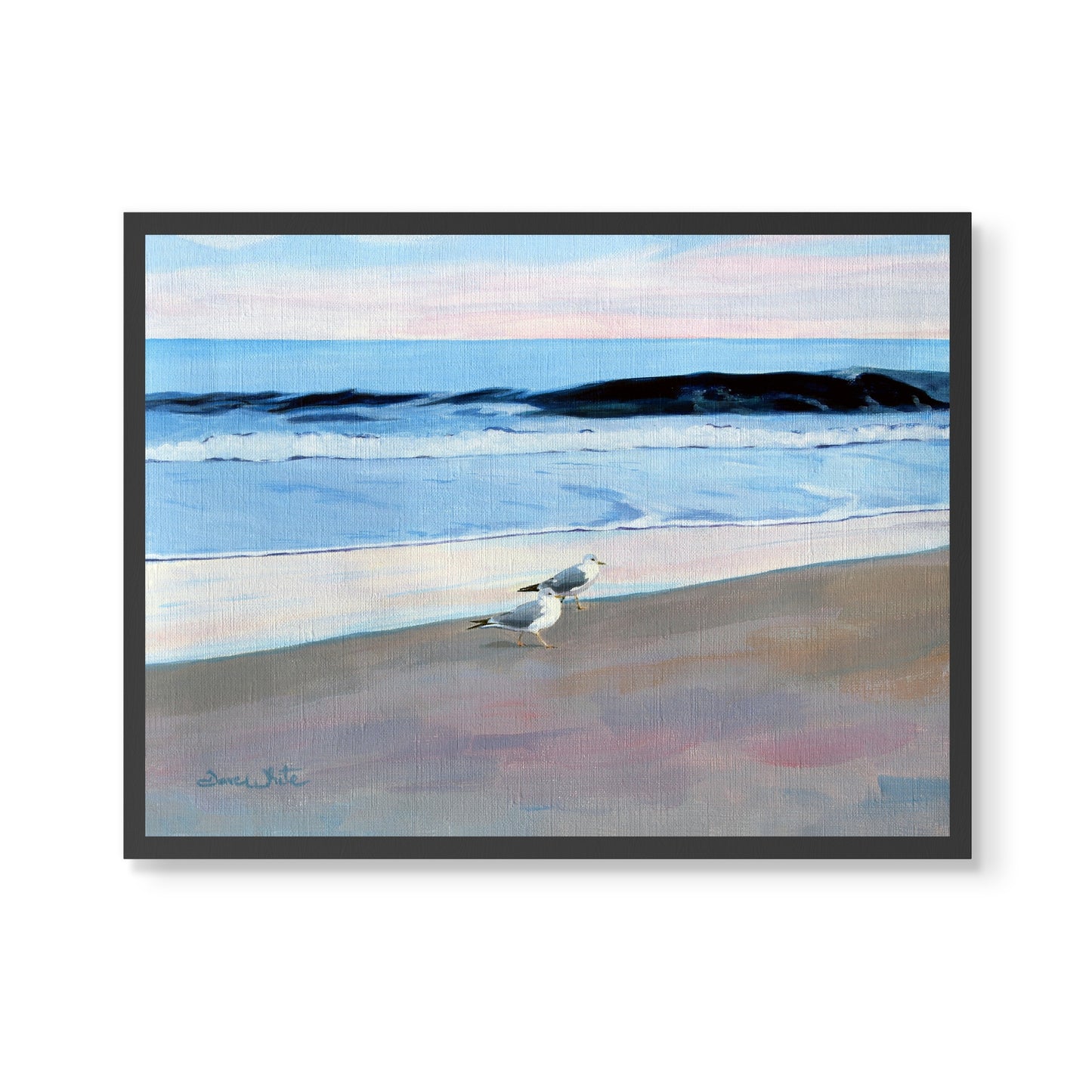 Seascape Painting with Seagulls Art Print