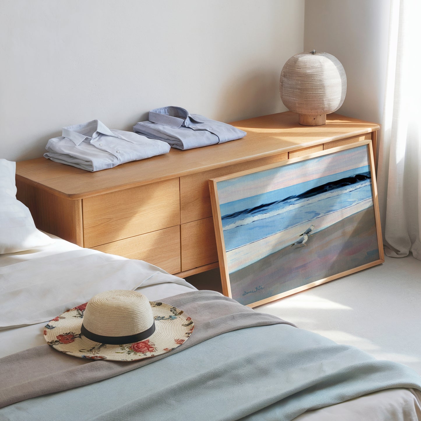 Seascape Painting with Seagulls Art Print