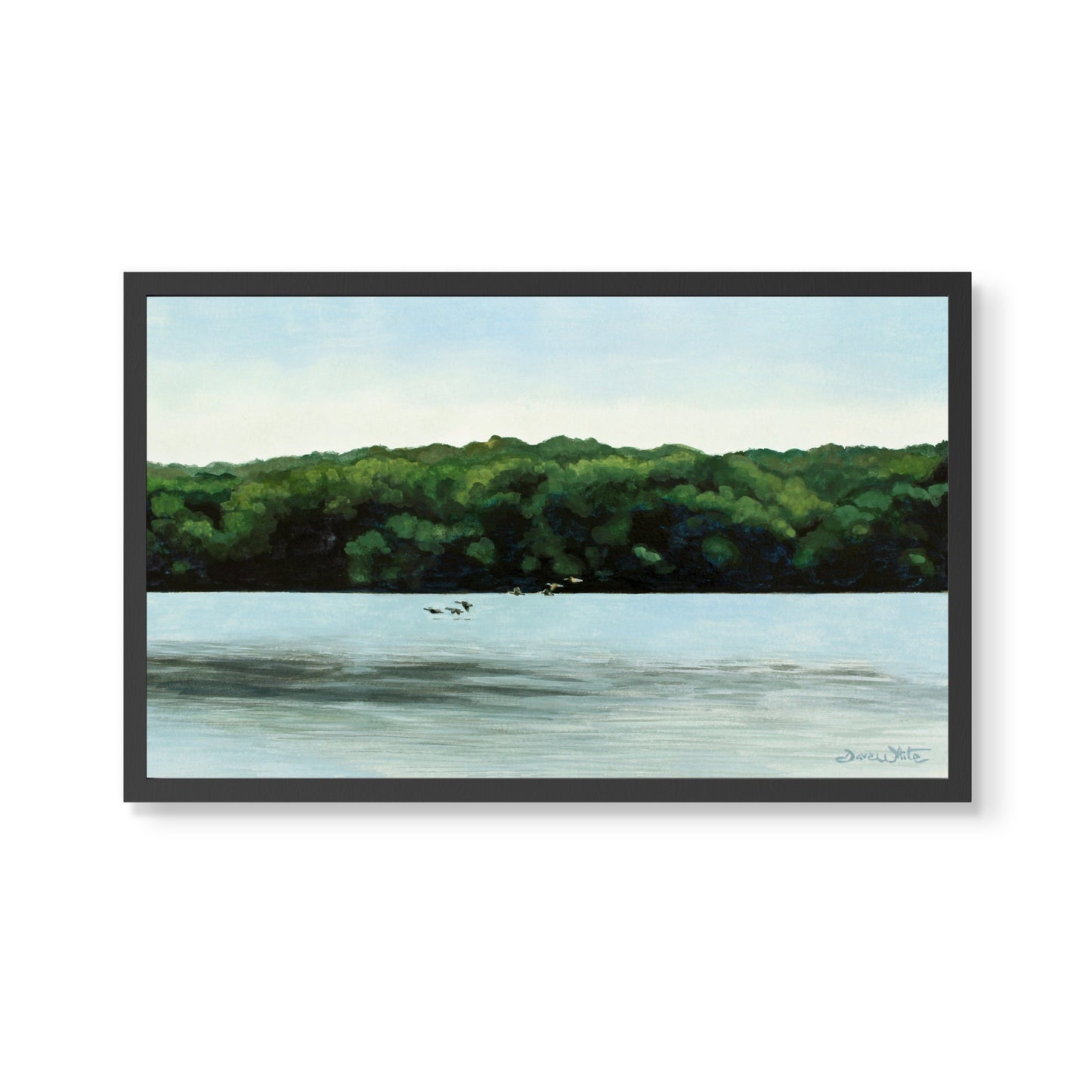 Potomac River Art Print Digital Download Geese Watercolor Painting