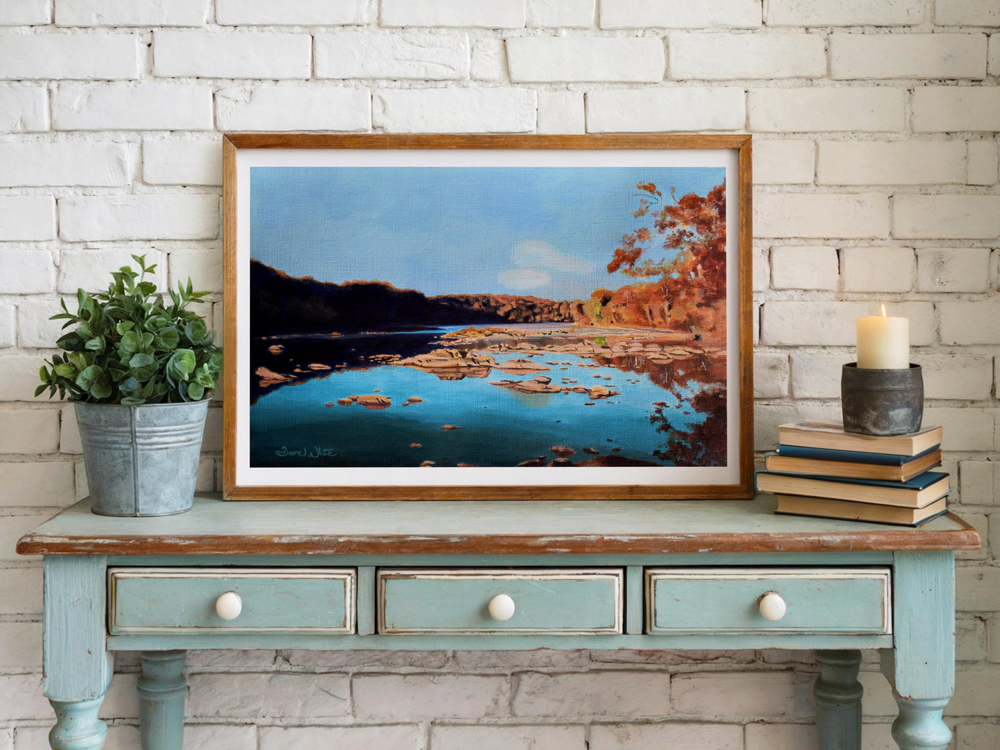 Billy Goat Trail Art Print: Potomac River Landscape Painting Digital Download