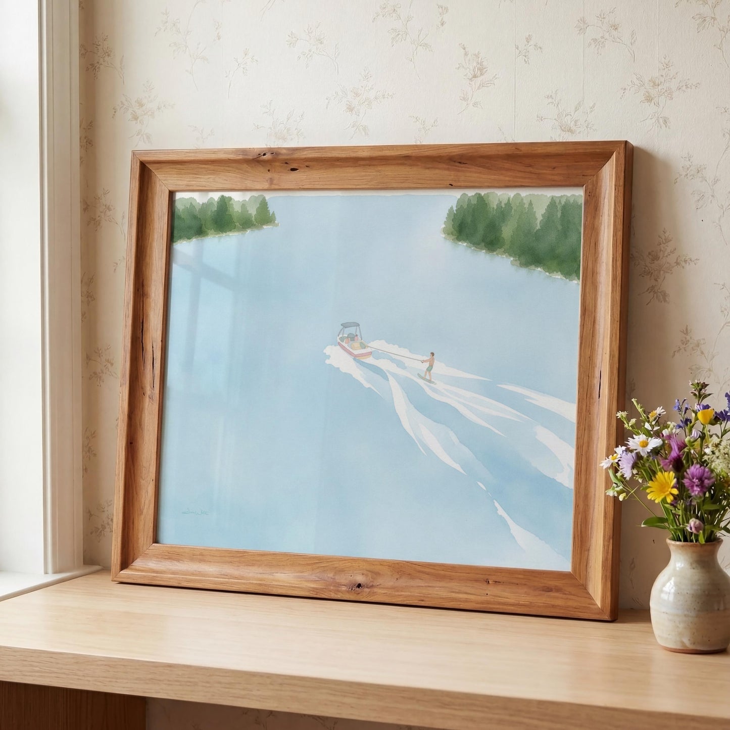 Lake Waterskiing Art Print Digital Download