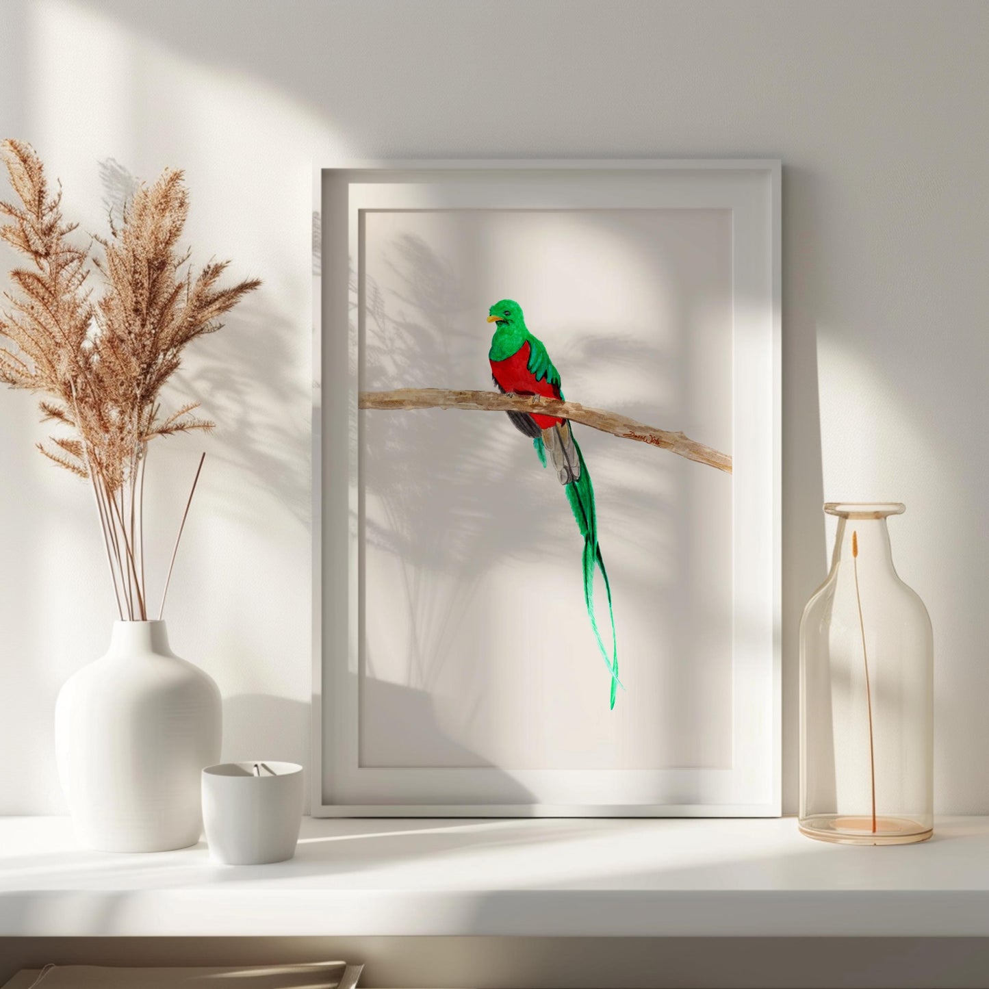 Resplendent Quetzal Watercolor Painting Art Print Digital Download