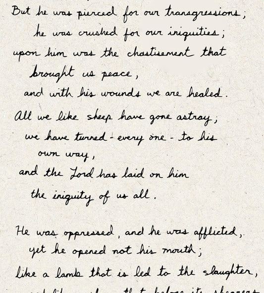 Isaiah 53:4-9 Handwritten Cursive Bible Verse Print Digital Download Christian Home Decor