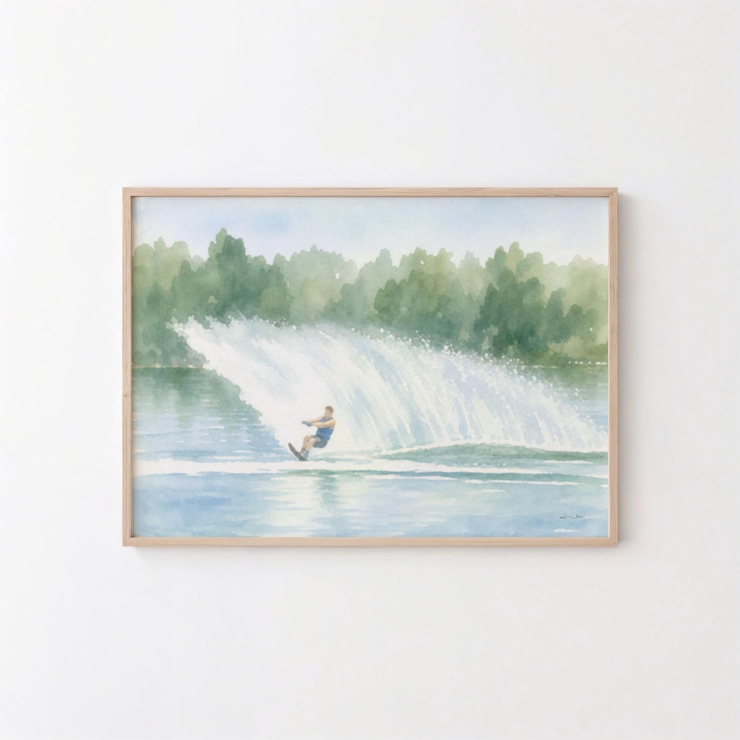 Waterski Spray Art Print Lake Wall Decor Digital Download