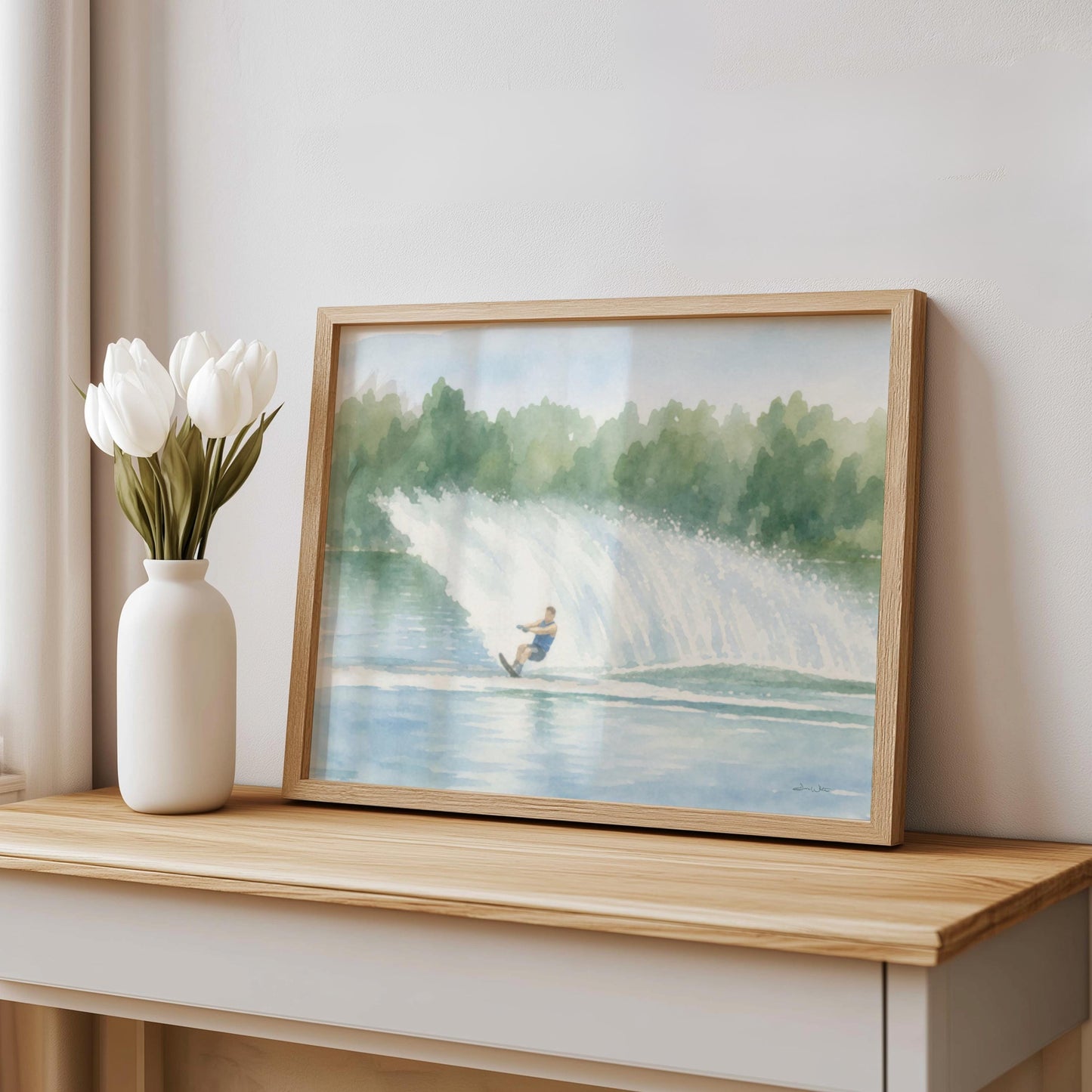 Waterski Spray Art Print Lake Wall Decor Digital Download