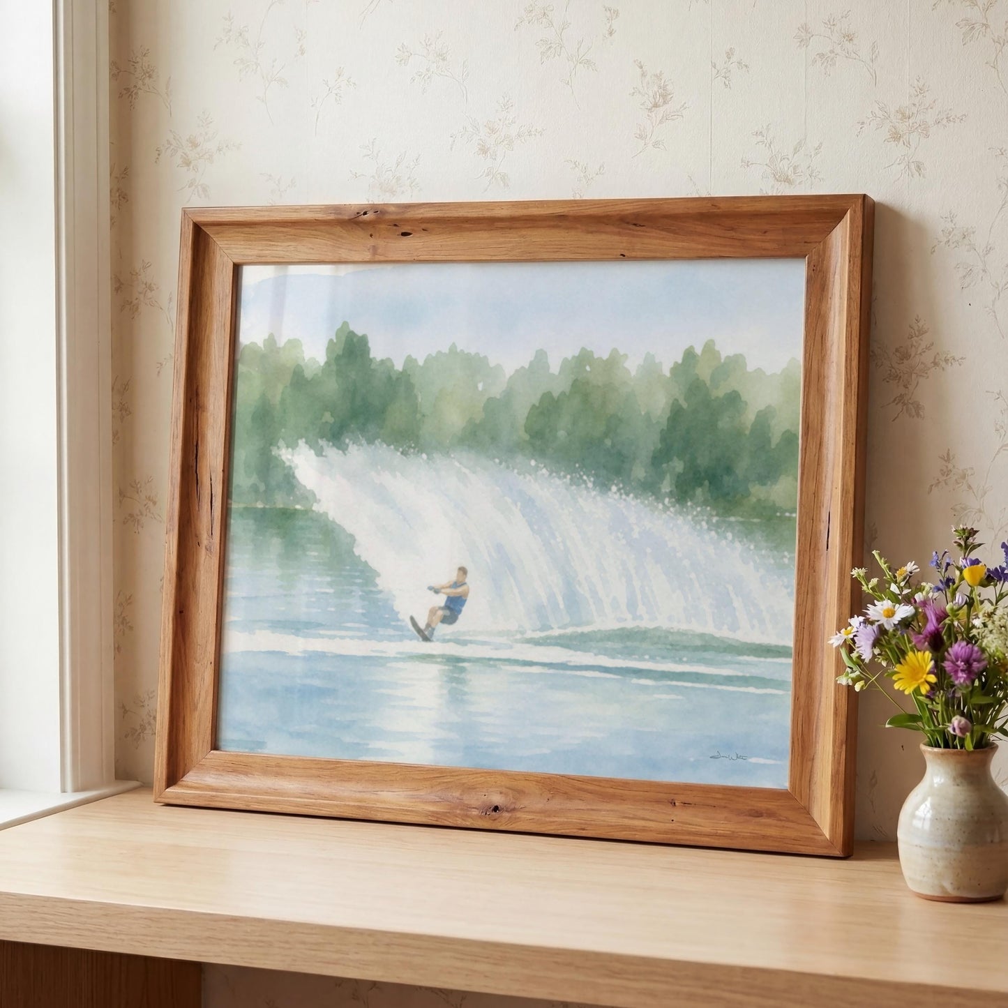 Waterski Spray Art Print Lake Wall Decor Digital Download