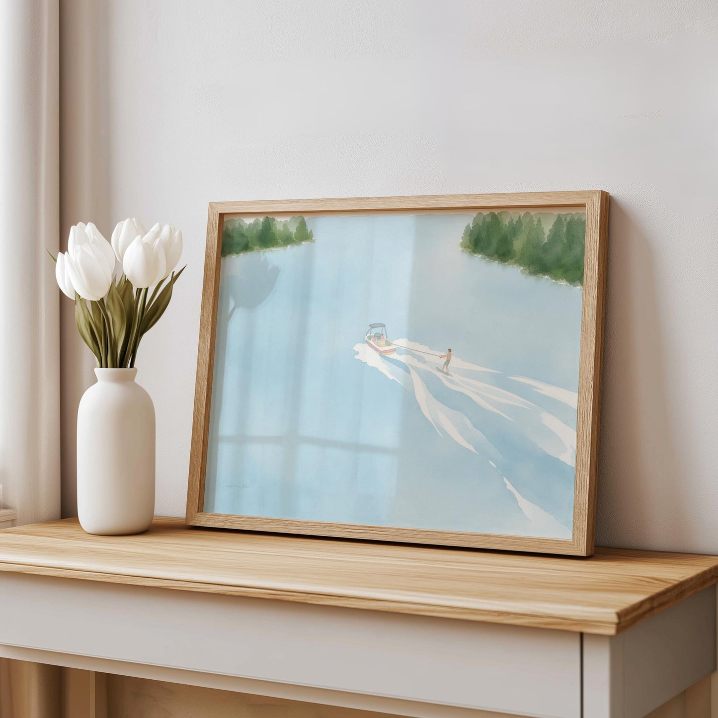 Lake Waterskiing Art Print Digital Download