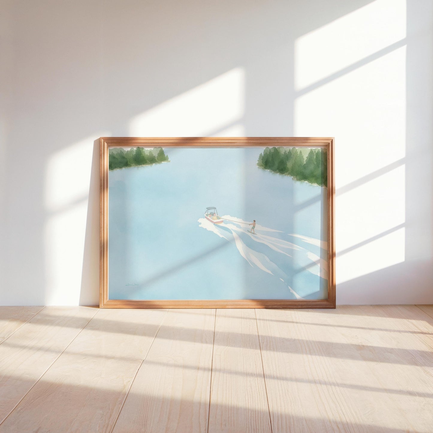 Lake Waterskiing Art Print Digital Download