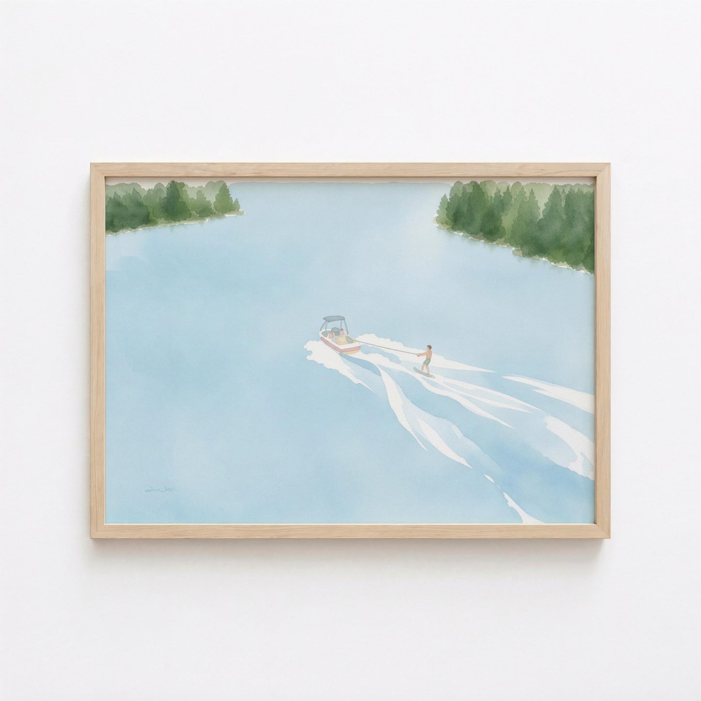 Lake Waterskiing Art Print Digital Download