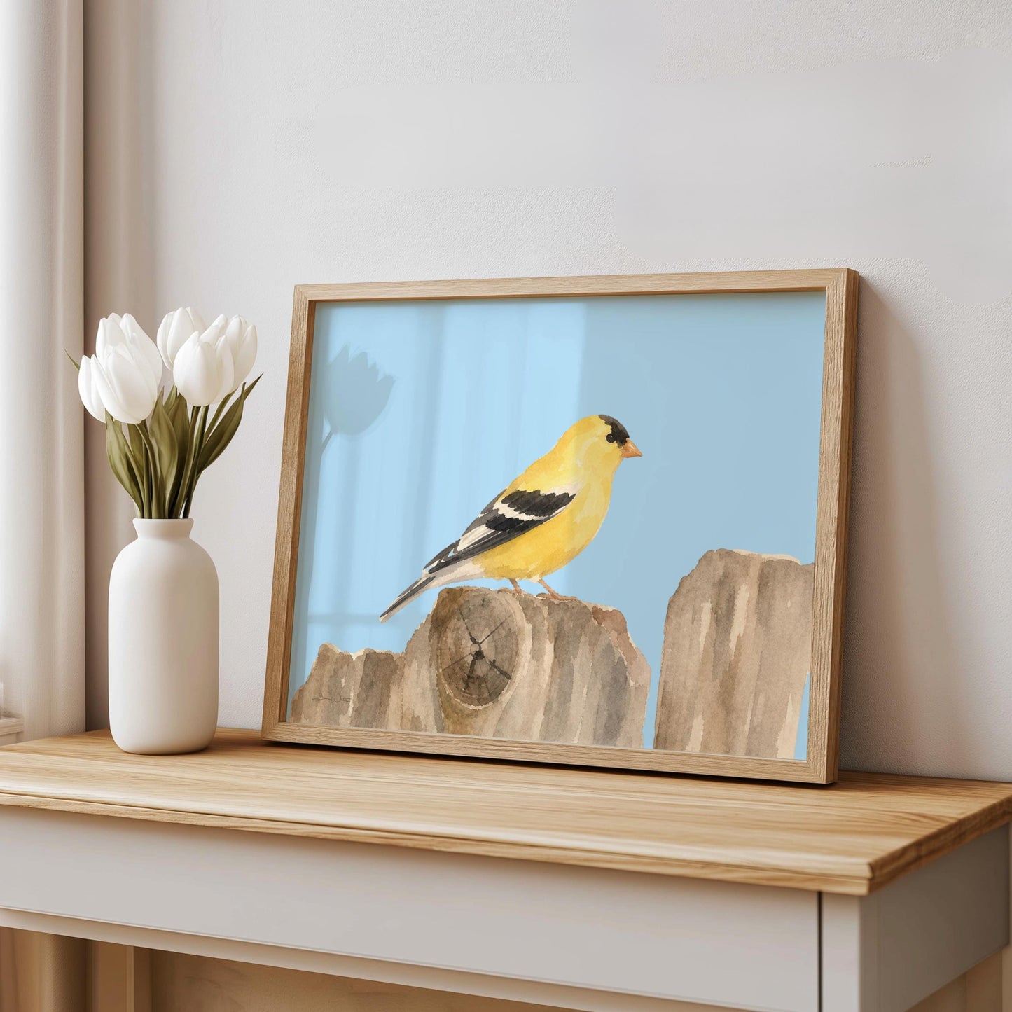American Goldfinch Bird Watercolor Art Print Digital Download