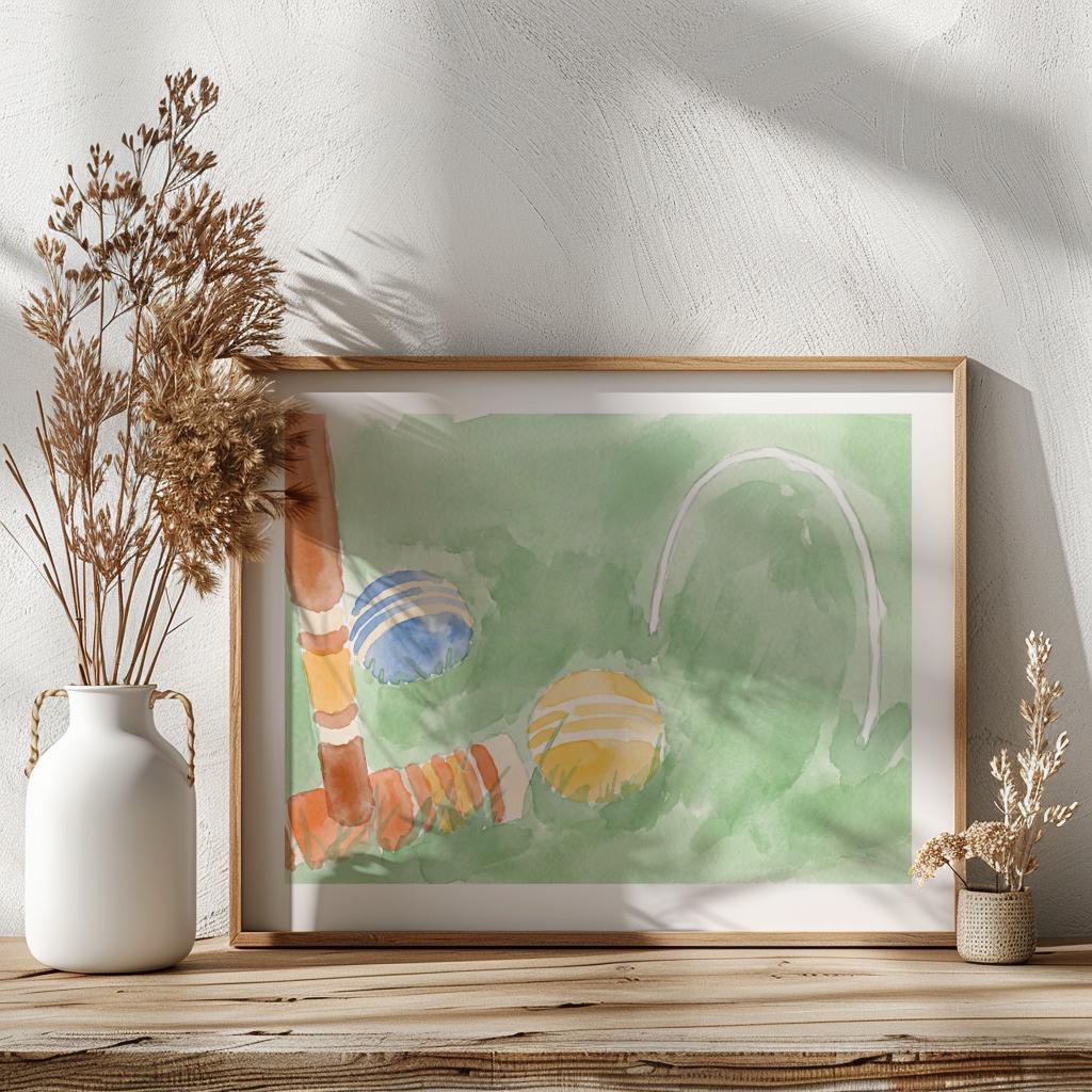 Croquet Art Watercolor Printable (Digital Download - Vertical)