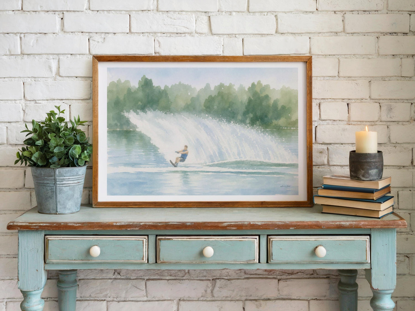 Waterski Spray Art Print Lake Wall Decor Digital Download