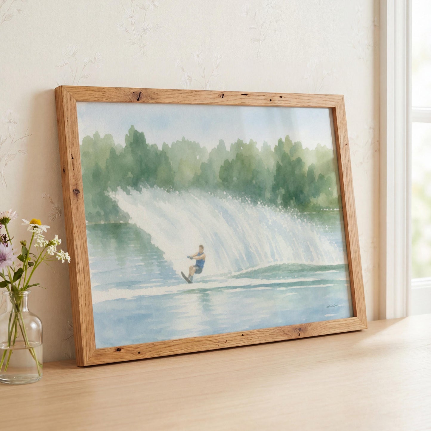 Waterski Spray Art Print Lake Wall Decor Digital Download