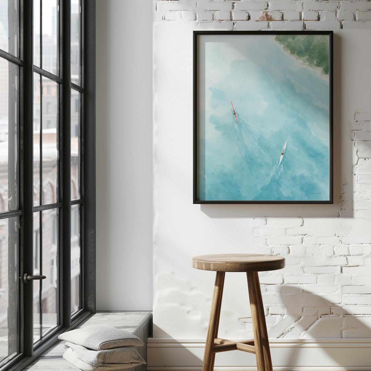 Kayak Art Print Lake and Beach Wall Decor Digital Download