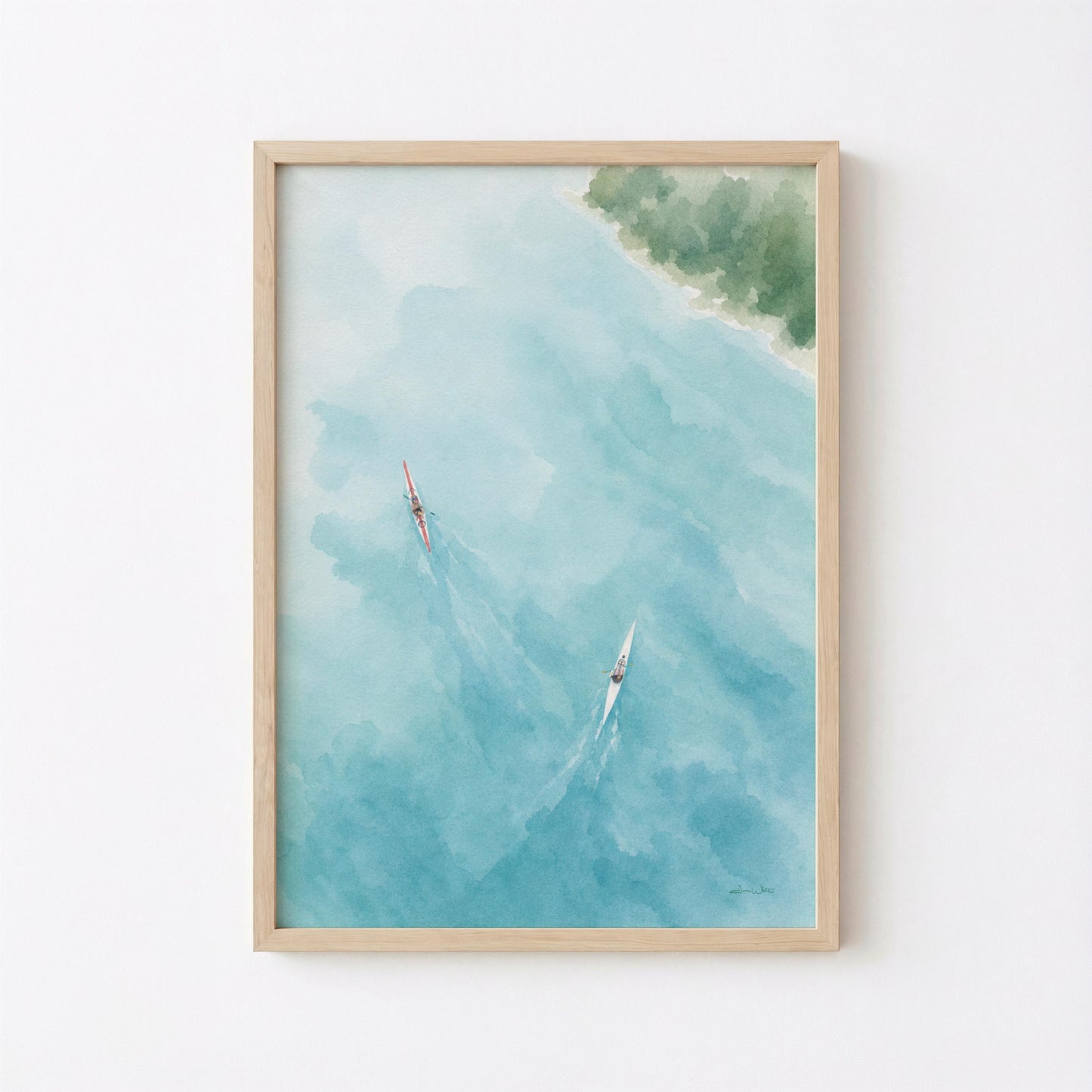 Kayak Art Print Lake and Beach Wall Decor Digital Download