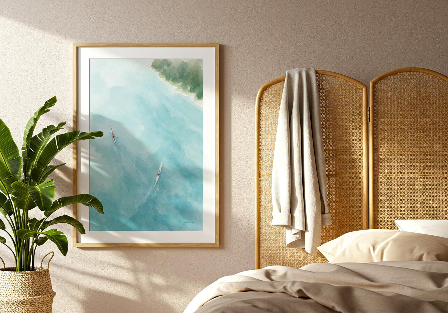 Kayak Art Print Lake and Beach Wall Decor Digital Download