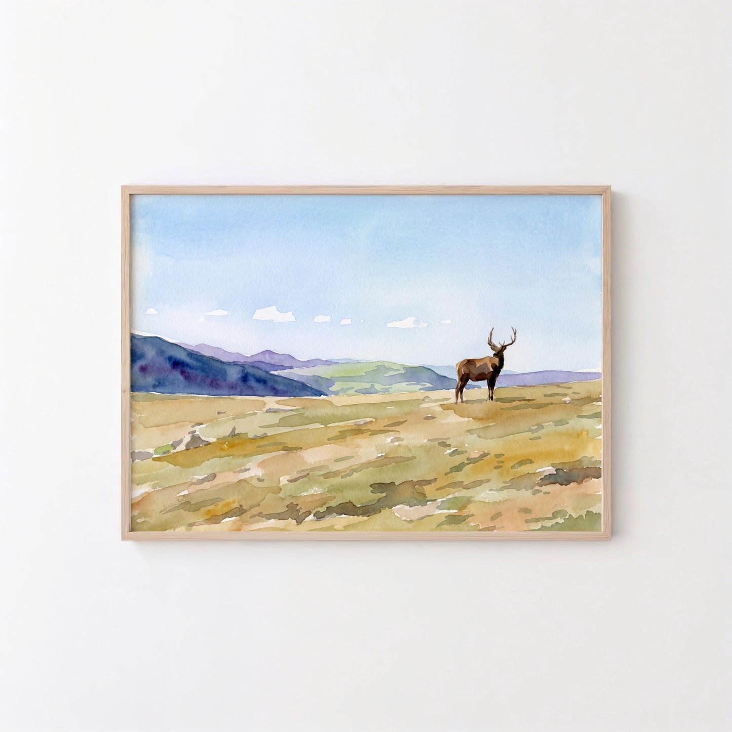 Elk Rocky Mountain Landscape Art (Digital Download - Horizontal)
