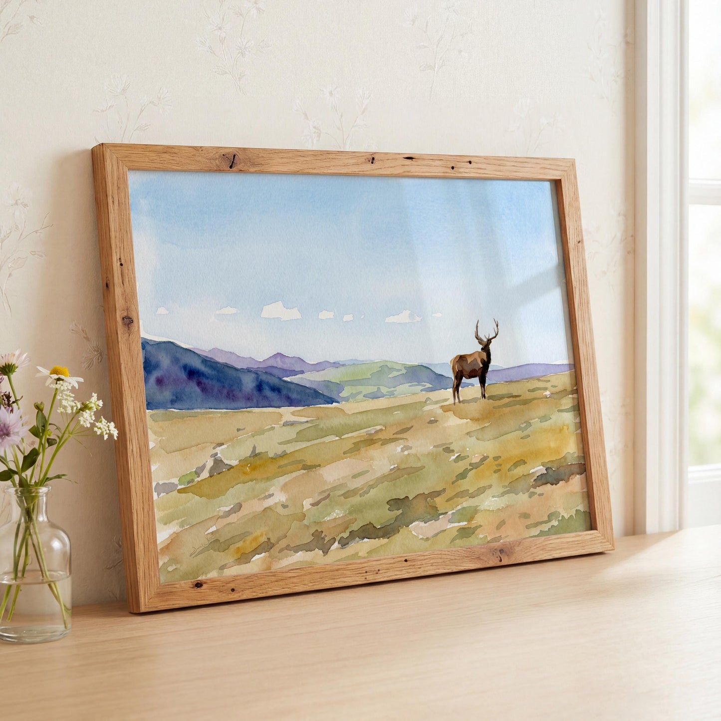 Elk Rocky Mountain Landscape Art (Digital Download - Horizontal)