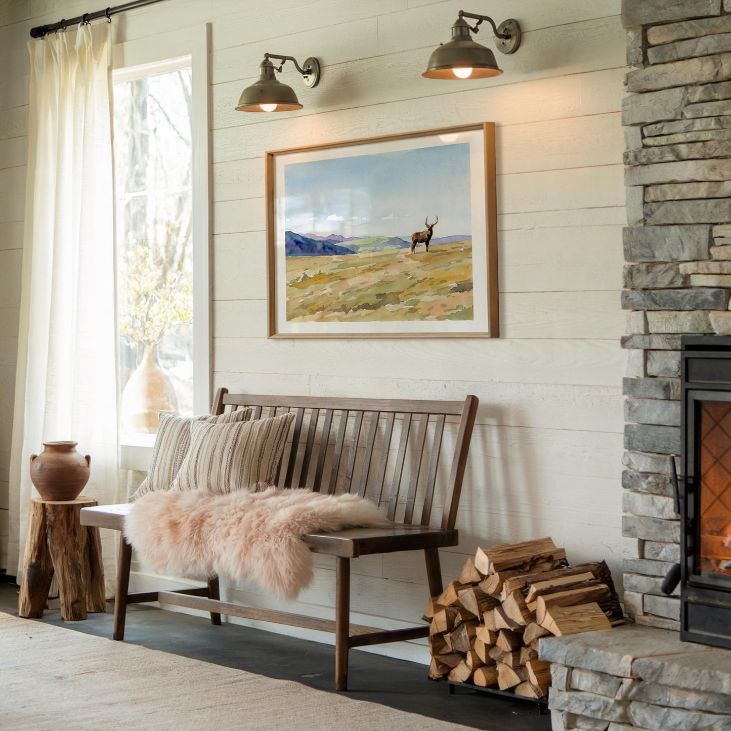 Elk Rocky Mountain Landscape Art (Digital Download - Horizontal)