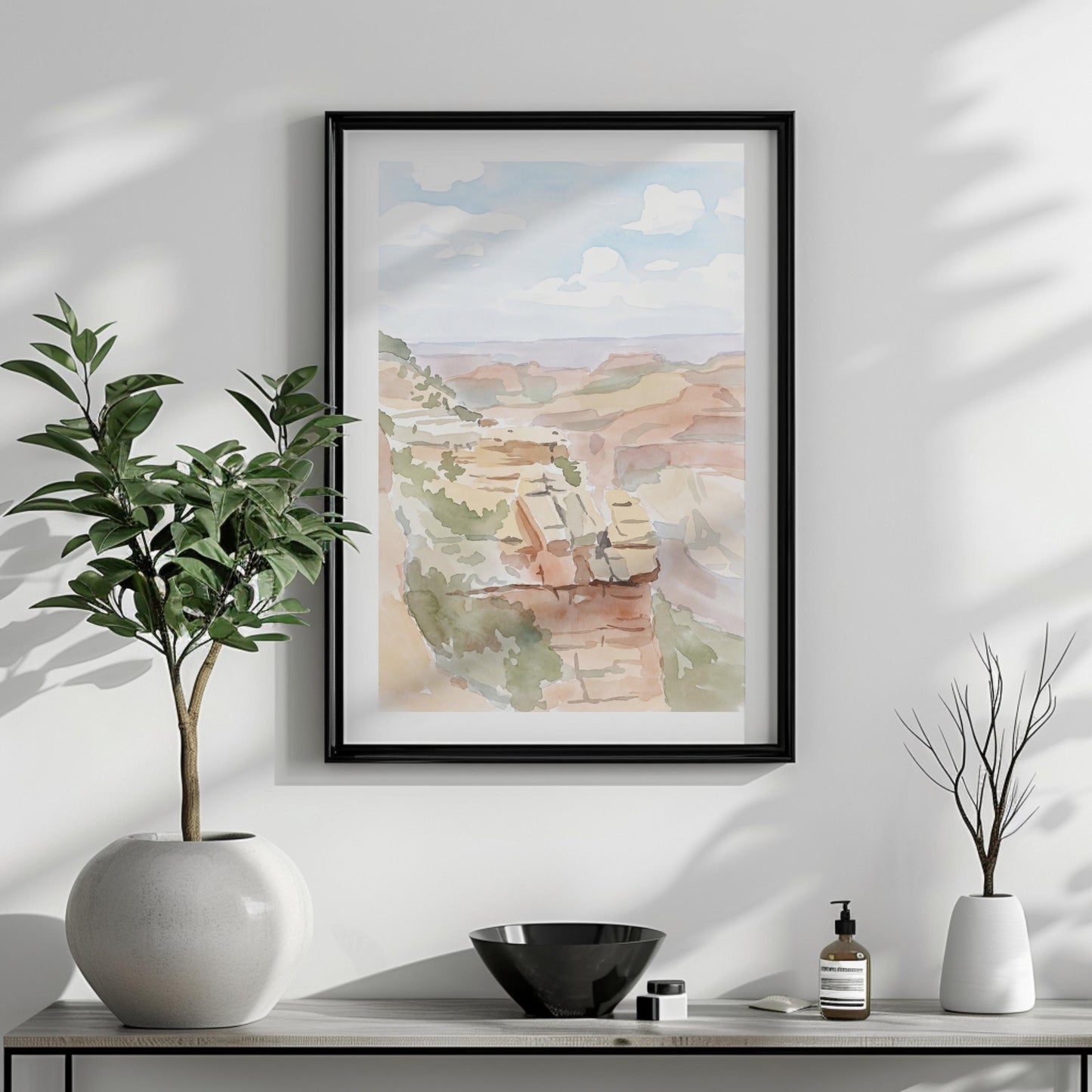 Grand Canyon Pastel Watercolor Art (Digital Download - Vertical)