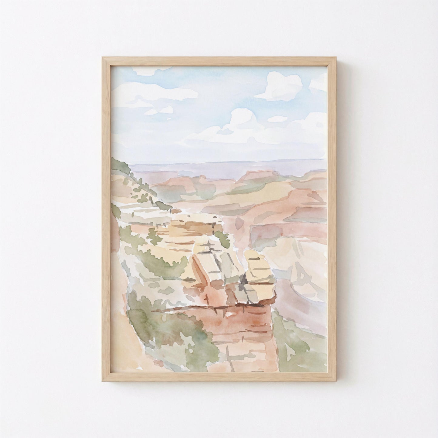 Grand Canyon Pastel Watercolor Art (Digital Download - Vertical)