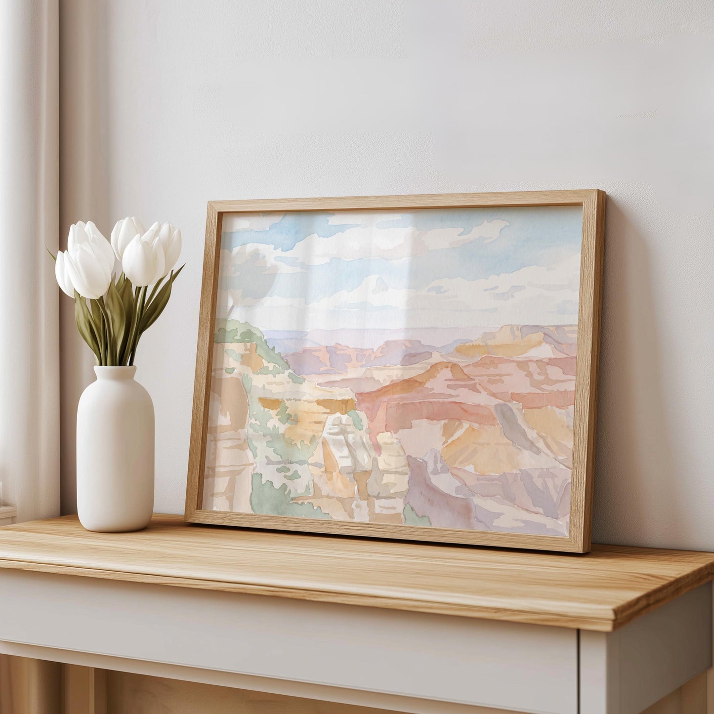 Grand Canyon Pastel Watercolor Art (Digital Download - Horizontal)
