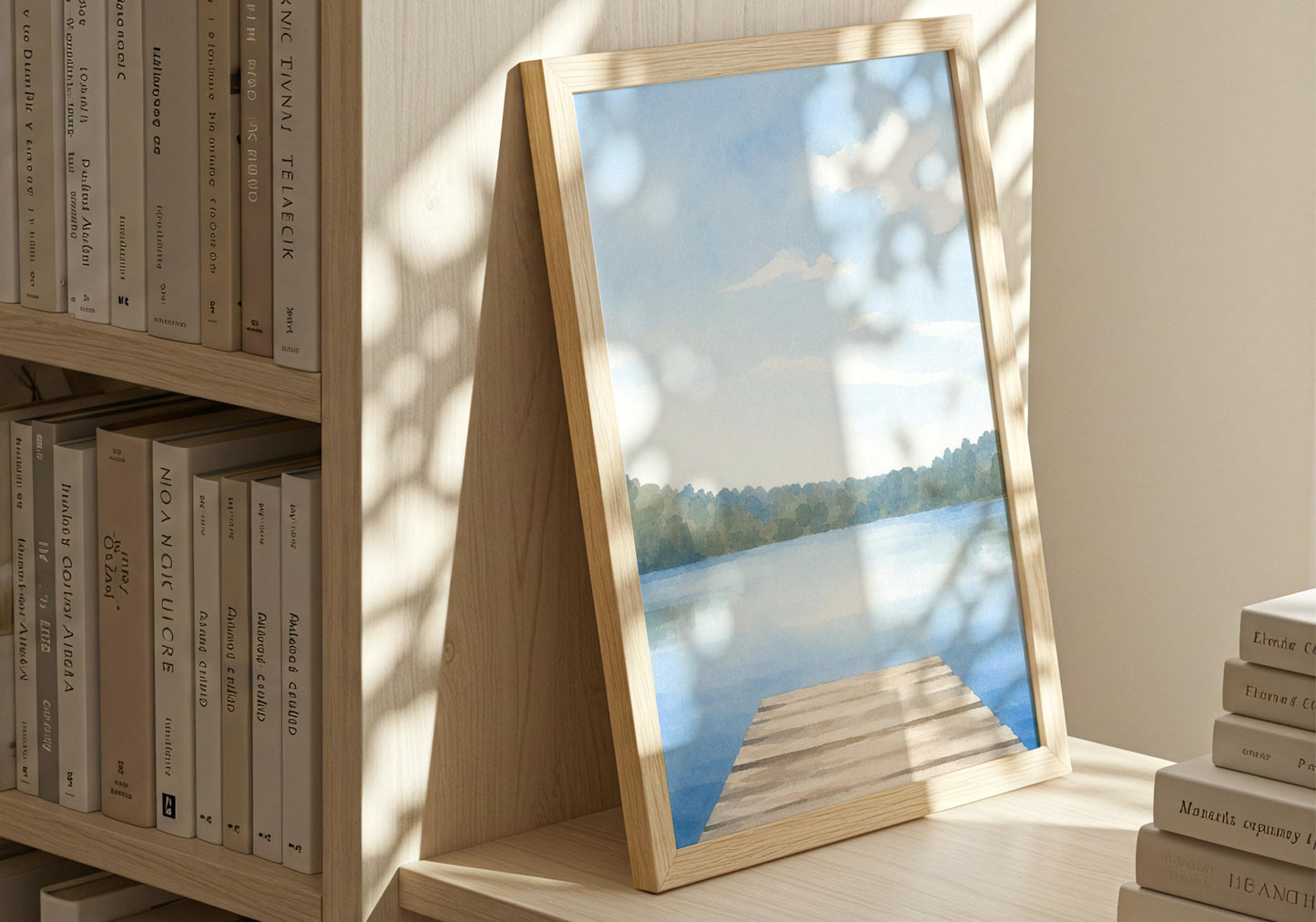 Lake Dock Watercolor Painting Art Print (Digital Download)