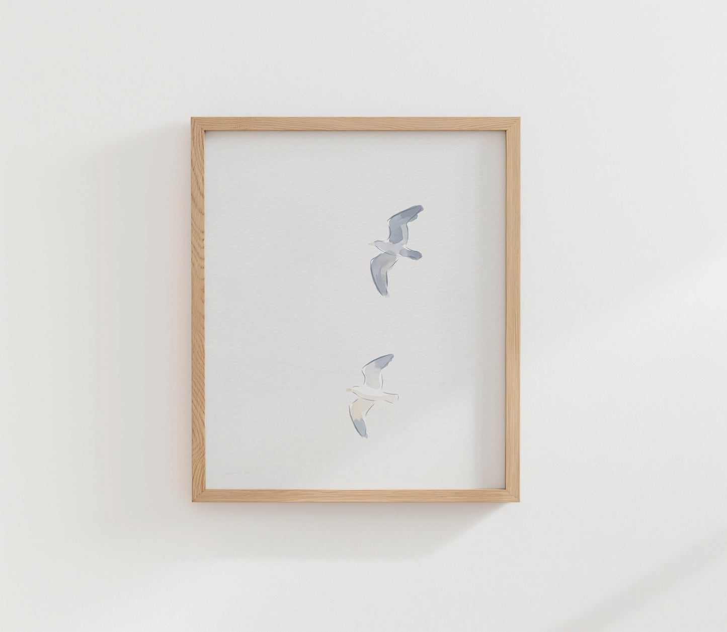 Two Seagulls Art Print Minimalist Soft Neutral Beach Wall Art (Digital Download)