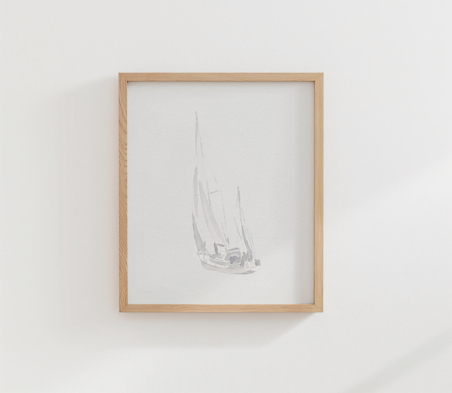 Neutral Sailboat Art Minimalist Watercolor (Digital Download - Vertical)