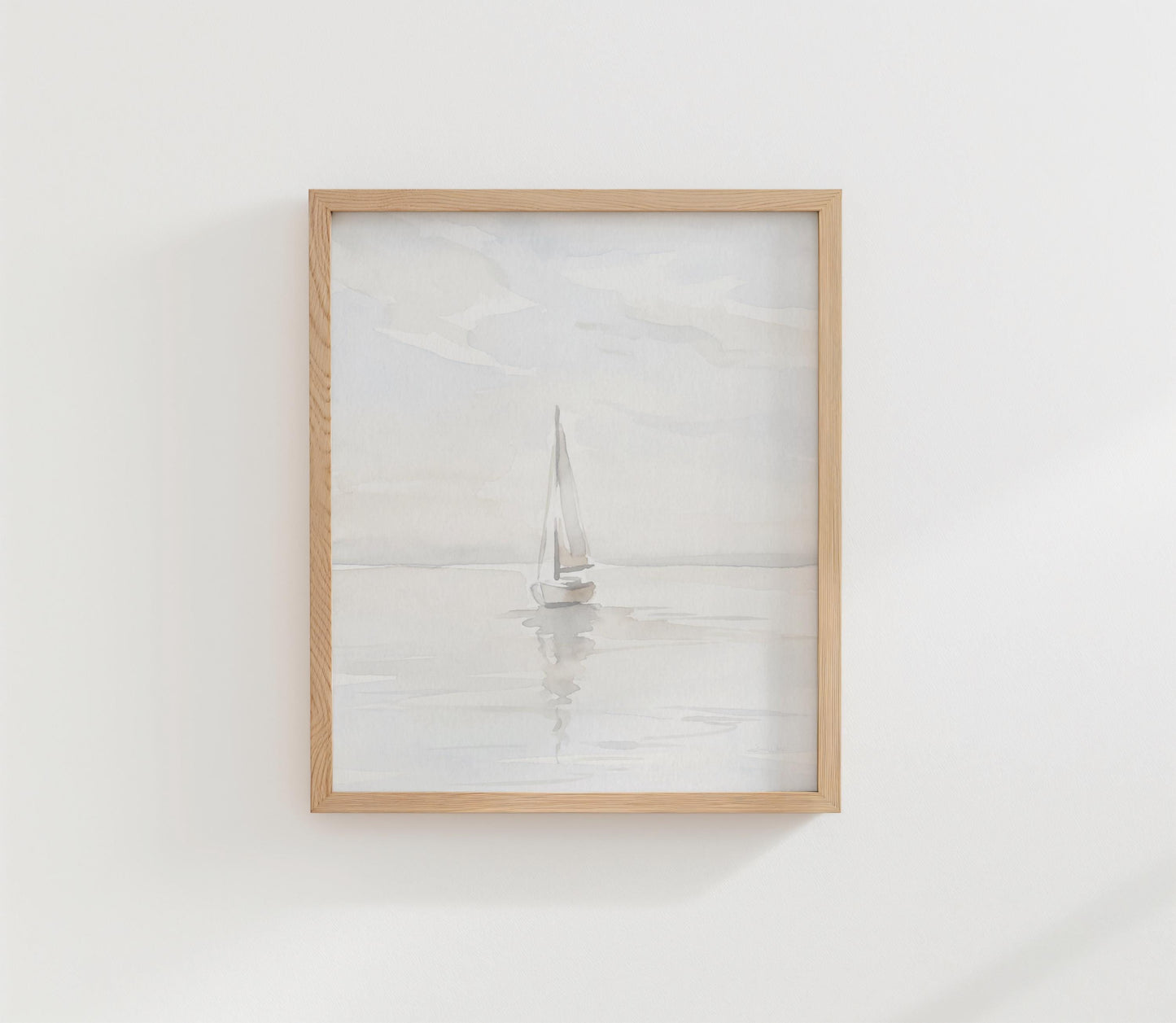 Muted Sailboat Art Minimalist Neutral Watercolor (Digital Download - Vertical)