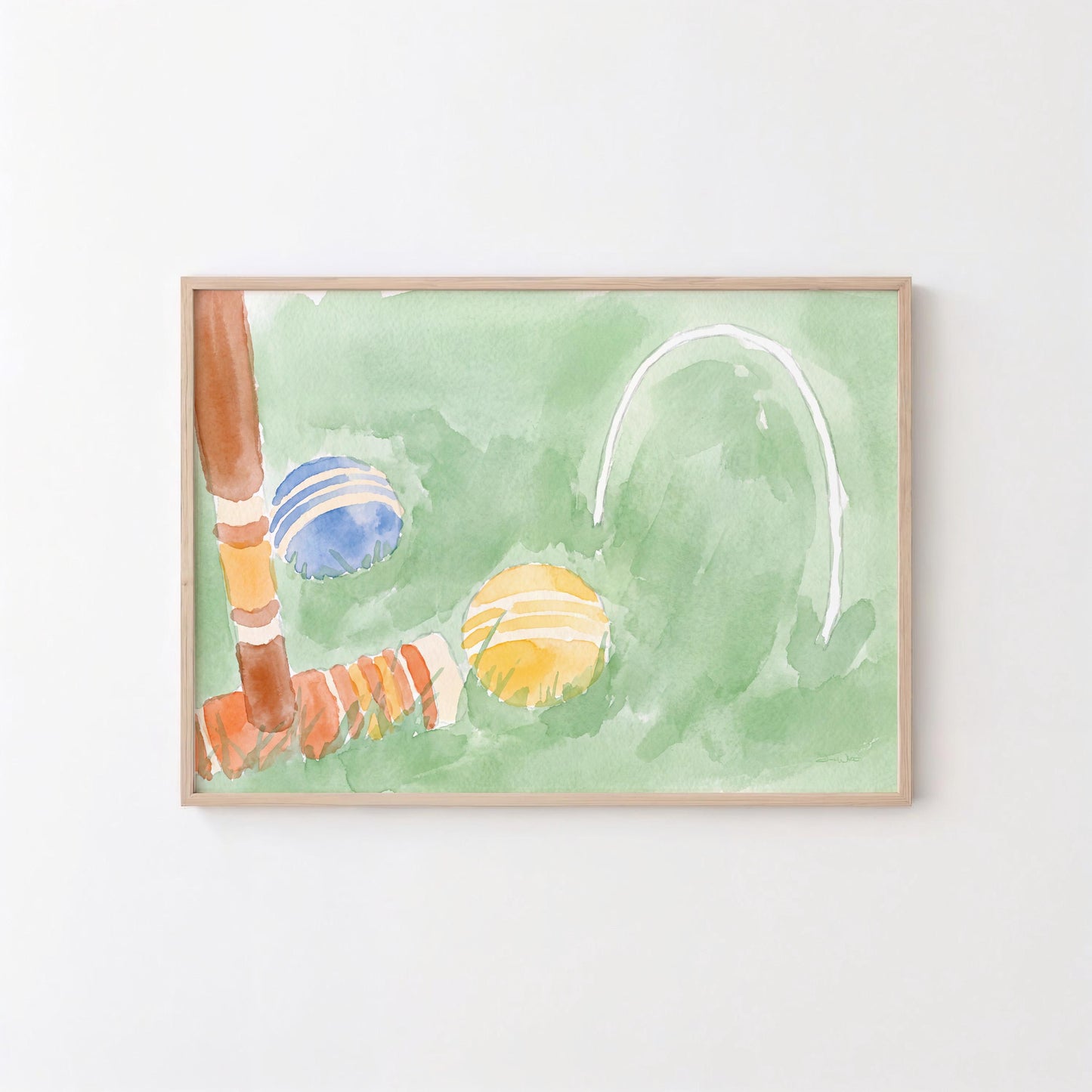 Croquet Art Watercolor Printable (Digital Download - Vertical)