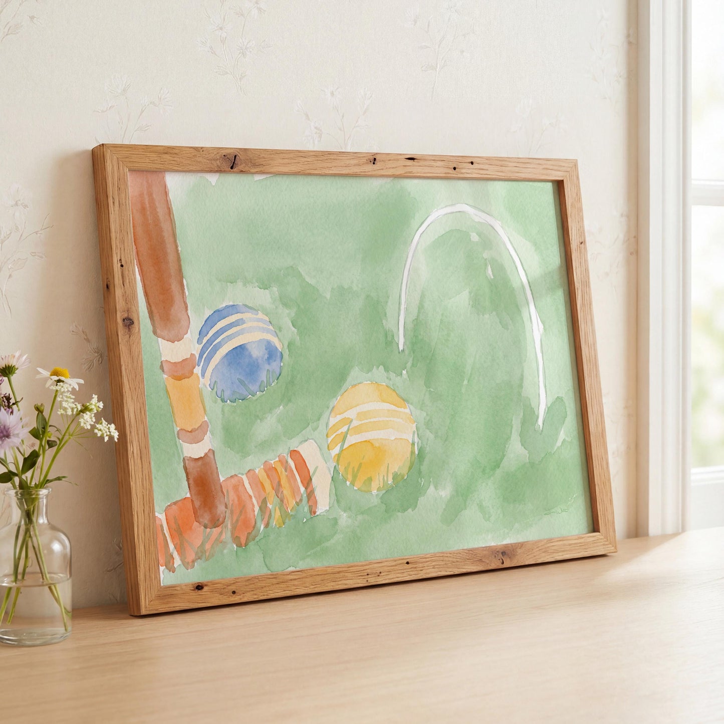 Croquet Art Watercolor Printable (Digital Download - Vertical)