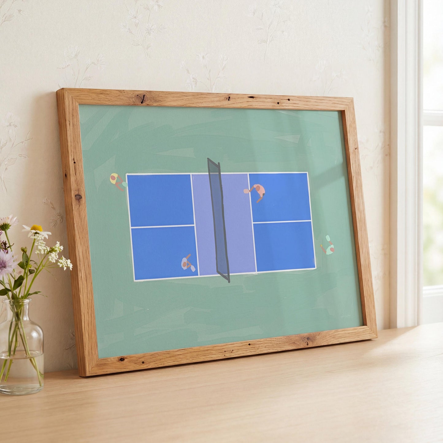 Pickleball Wall Art Minimalist Abstract (Digital Download - Horizontal)