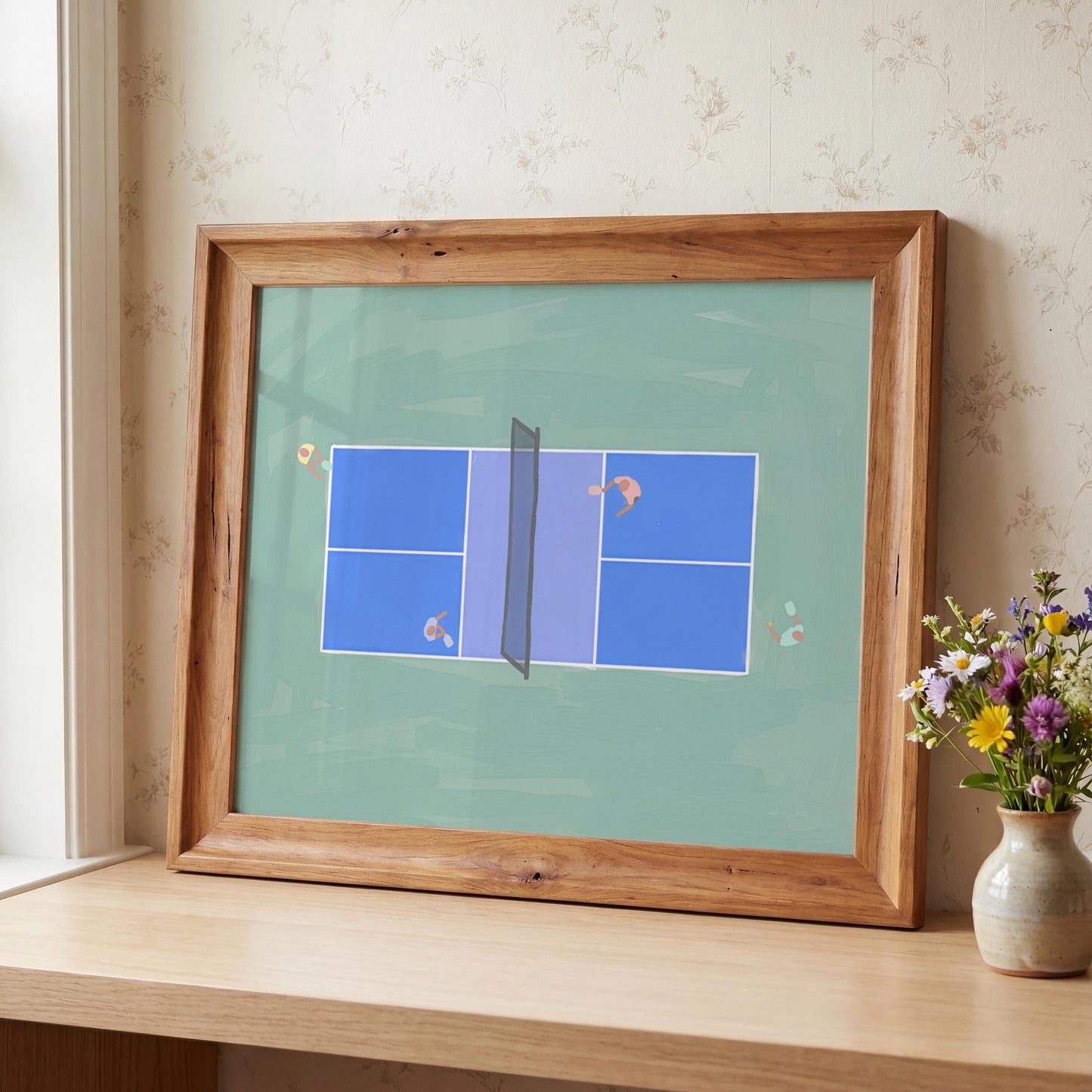 Pickleball Wall Art Minimalist Abstract (Digital Download - Horizontal)