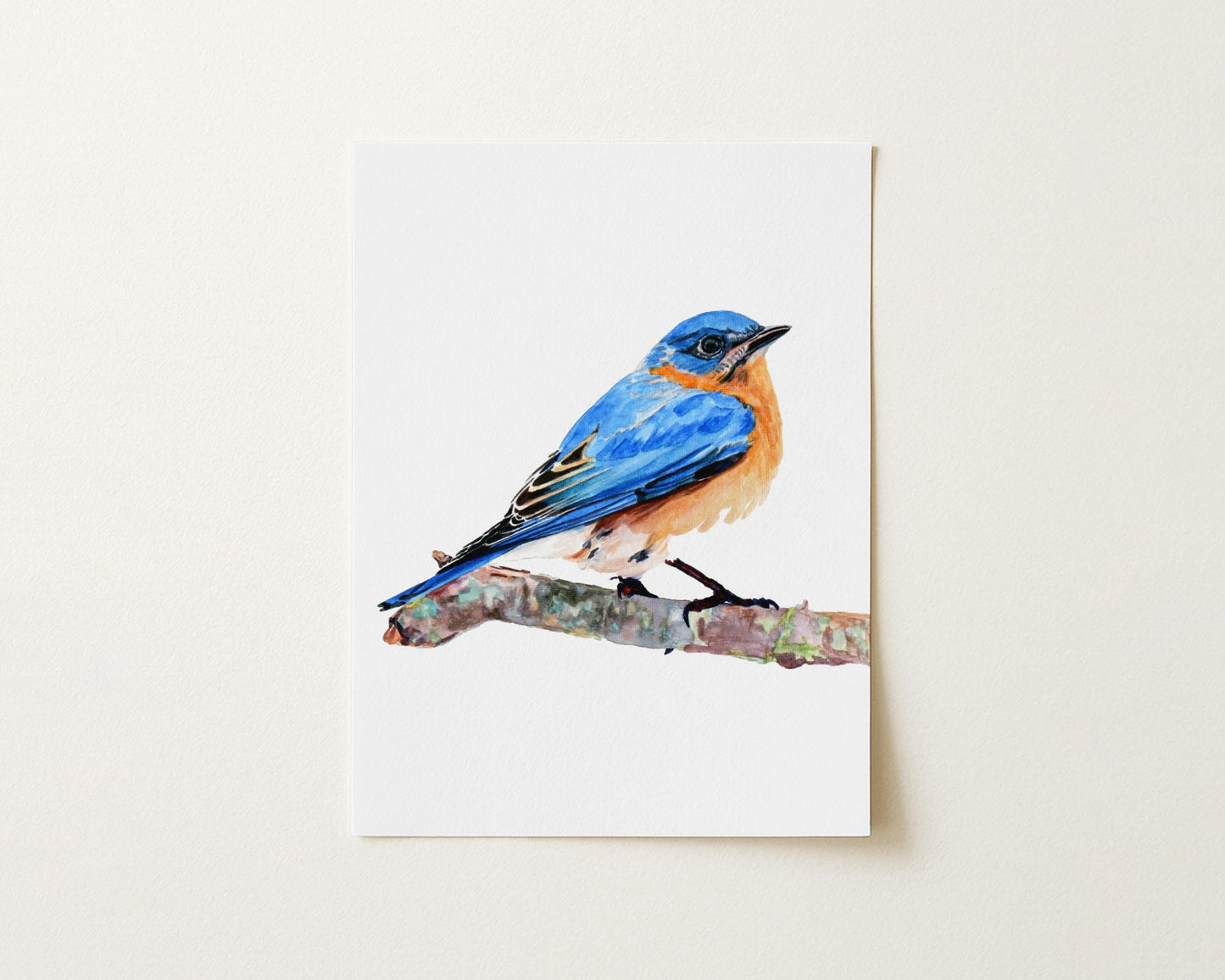 Male Eastern Bluebird Watercolor Painting Art Print (Digital Download - Vertical)