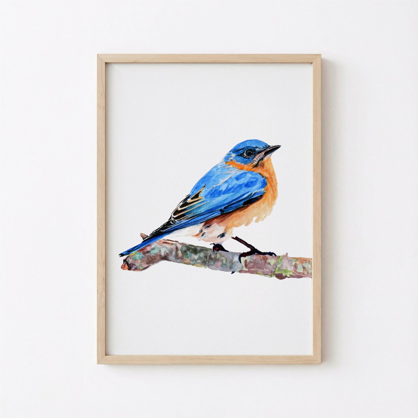 Male Eastern Bluebird Watercolor Painting Art Print (Digital Download - Vertical)