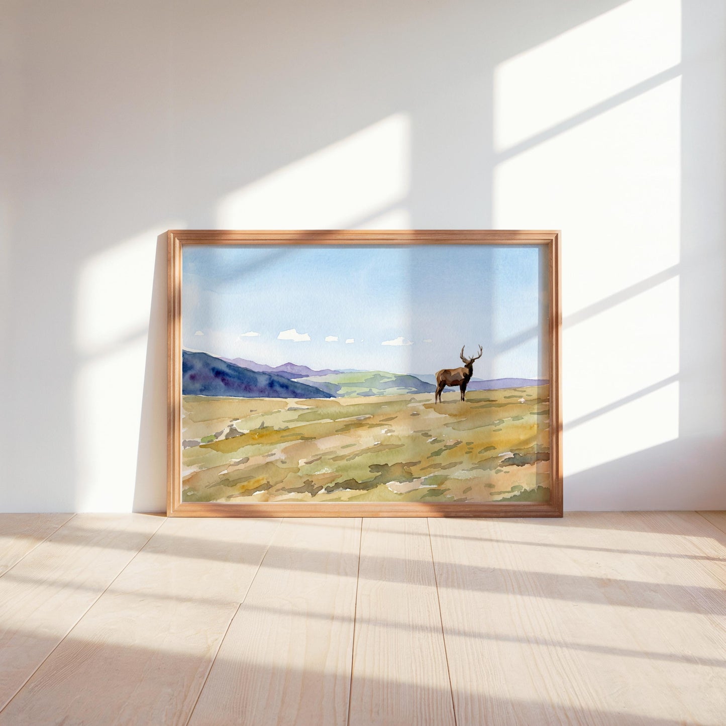 Elk Rocky Mountain Landscape Art (Digital Download - Horizontal)