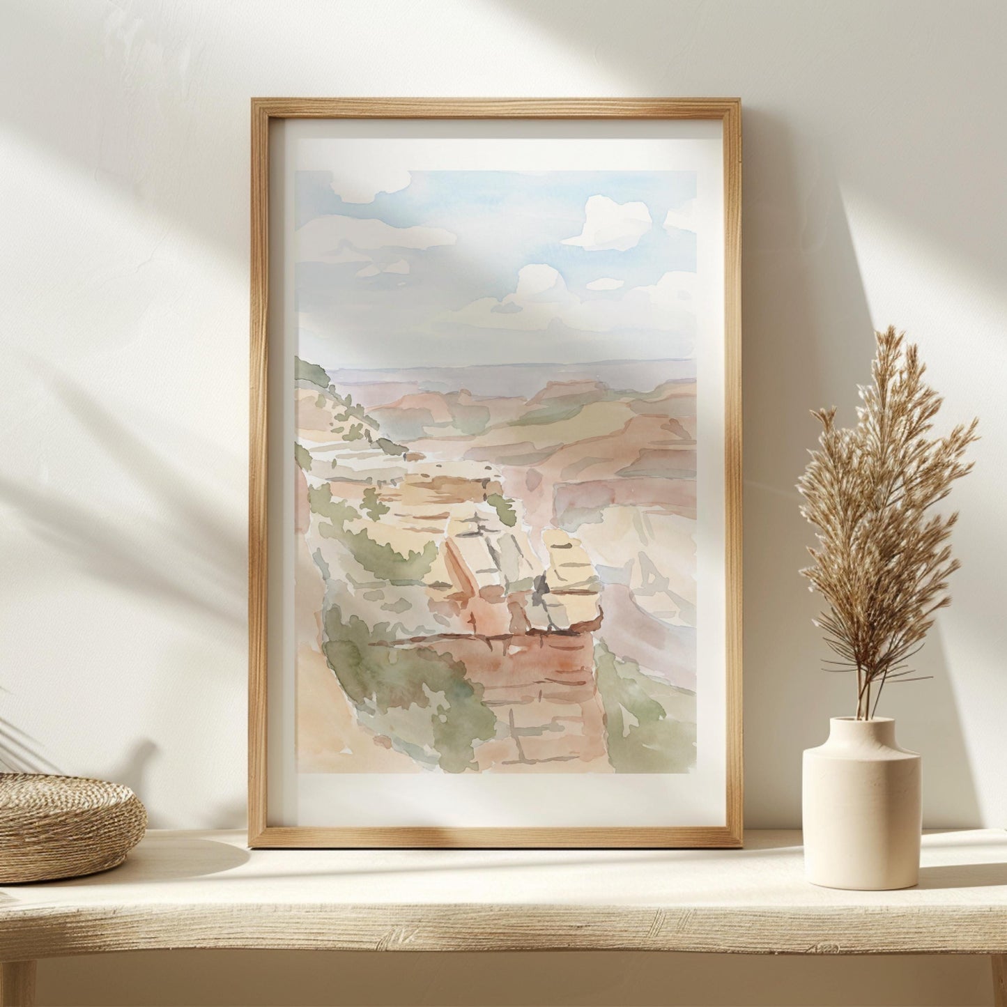 Grand Canyon Pastel Watercolor Art (Digital Download - Vertical)
