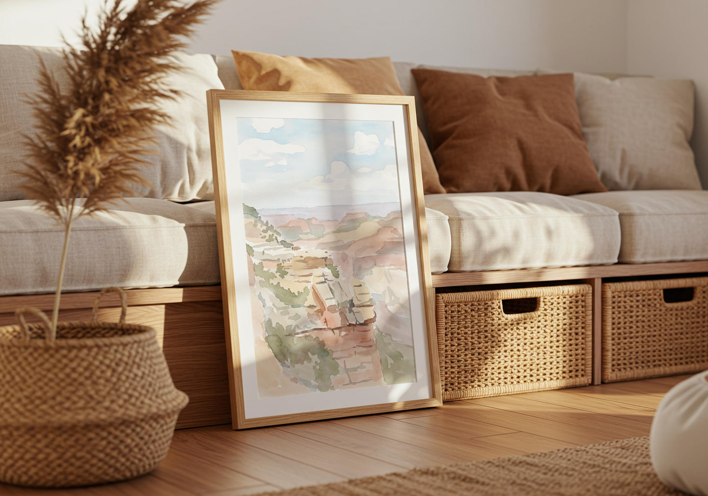 Grand Canyon Pastel Watercolor Art (Digital Download - Vertical)