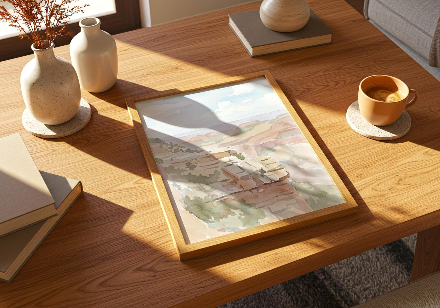 Grand Canyon Pastel Watercolor Art (Digital Download - Vertical)