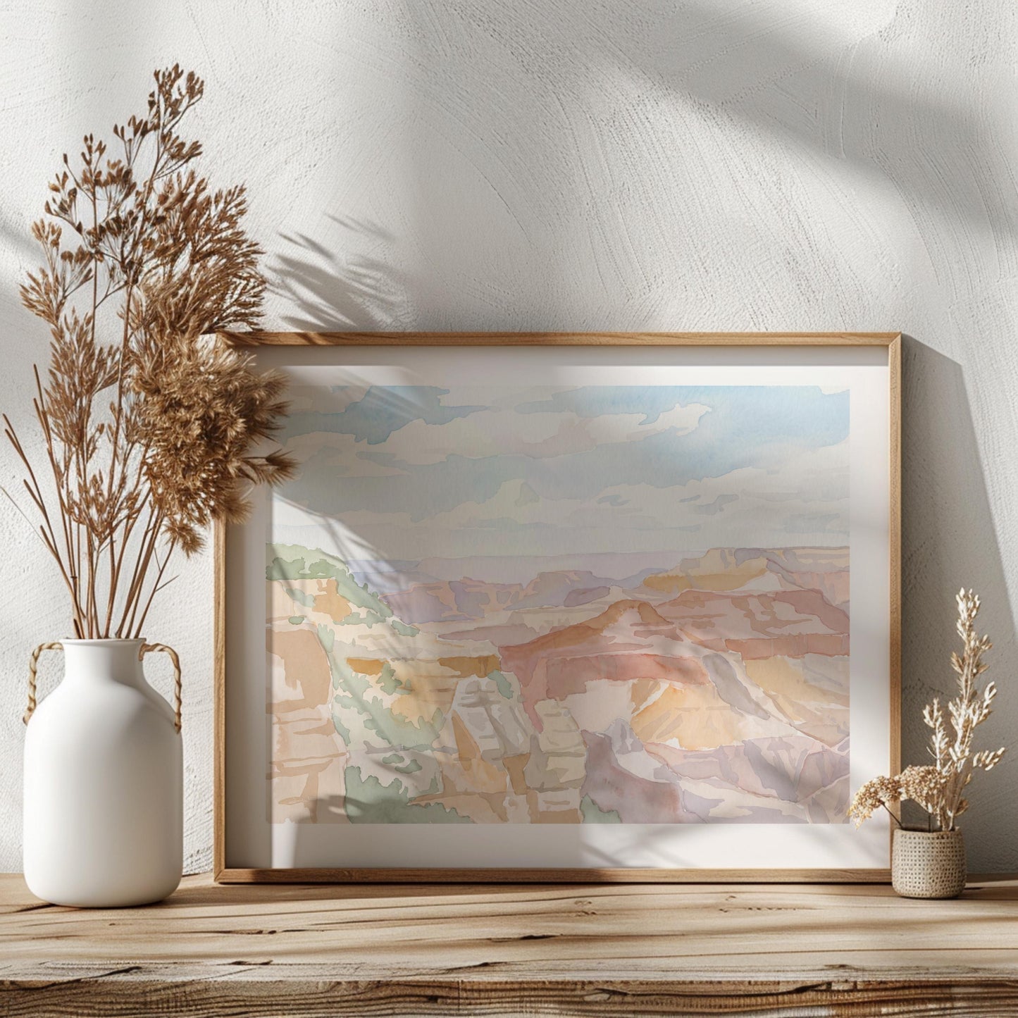 Grand Canyon Pastel Watercolor Art (Digital Download - Horizontal)