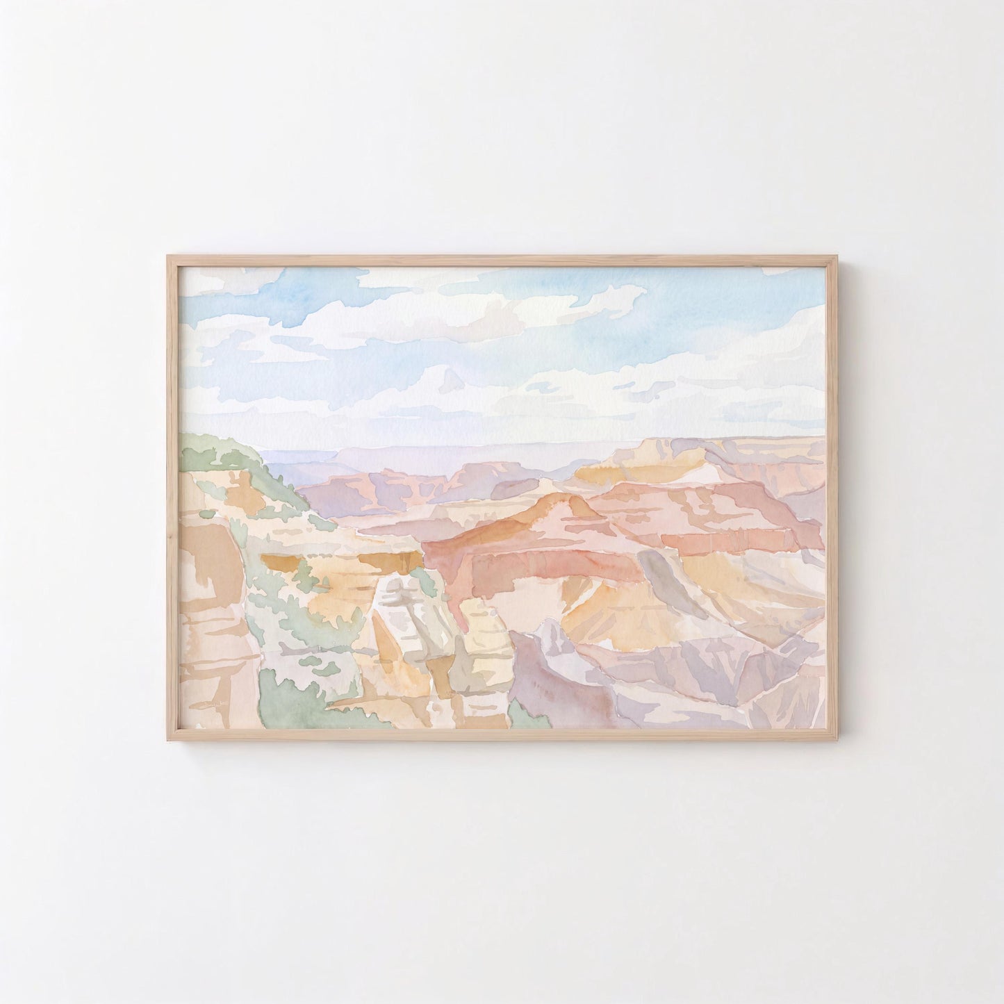 Grand Canyon Pastel Watercolor Art (Digital Download - Horizontal)