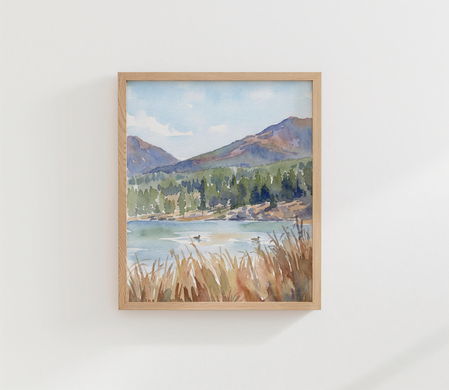 Sprague Lake Ducks Watercolor Art Rocky Mountain National Park (Digital Download)