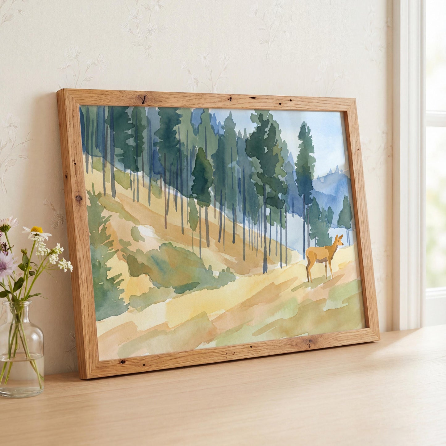 Mule Deer Watercolor Art Rocky Mountain National Park Landscape (Digital Download)