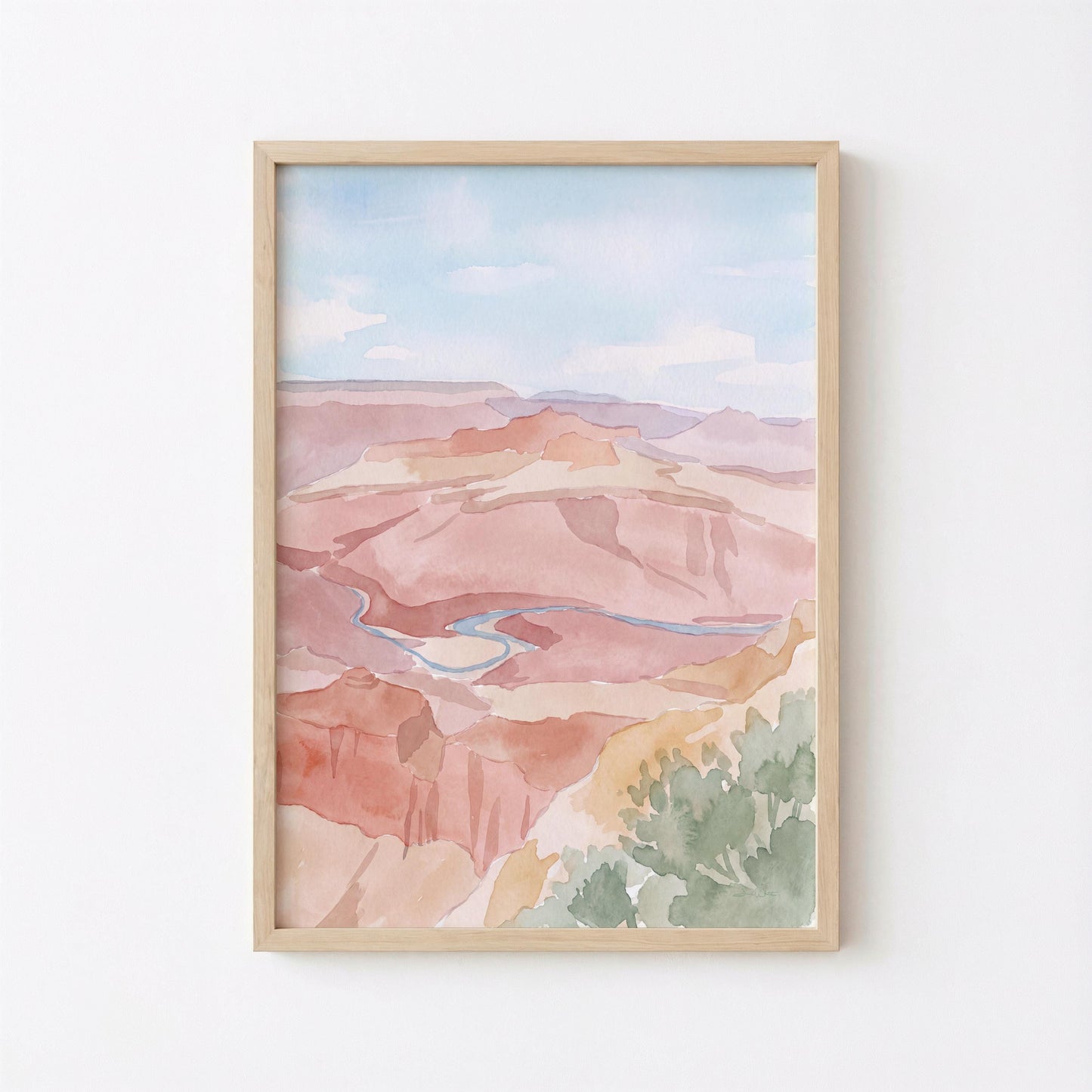 Grand Canyon Colorado River Watercolor Art (Digital Download - Vertical)