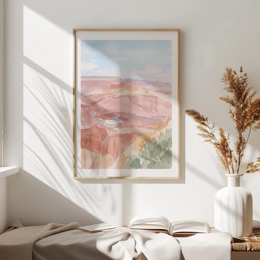 Grand Canyon Colorado River Watercolor Art (Digital Download - Vertical)