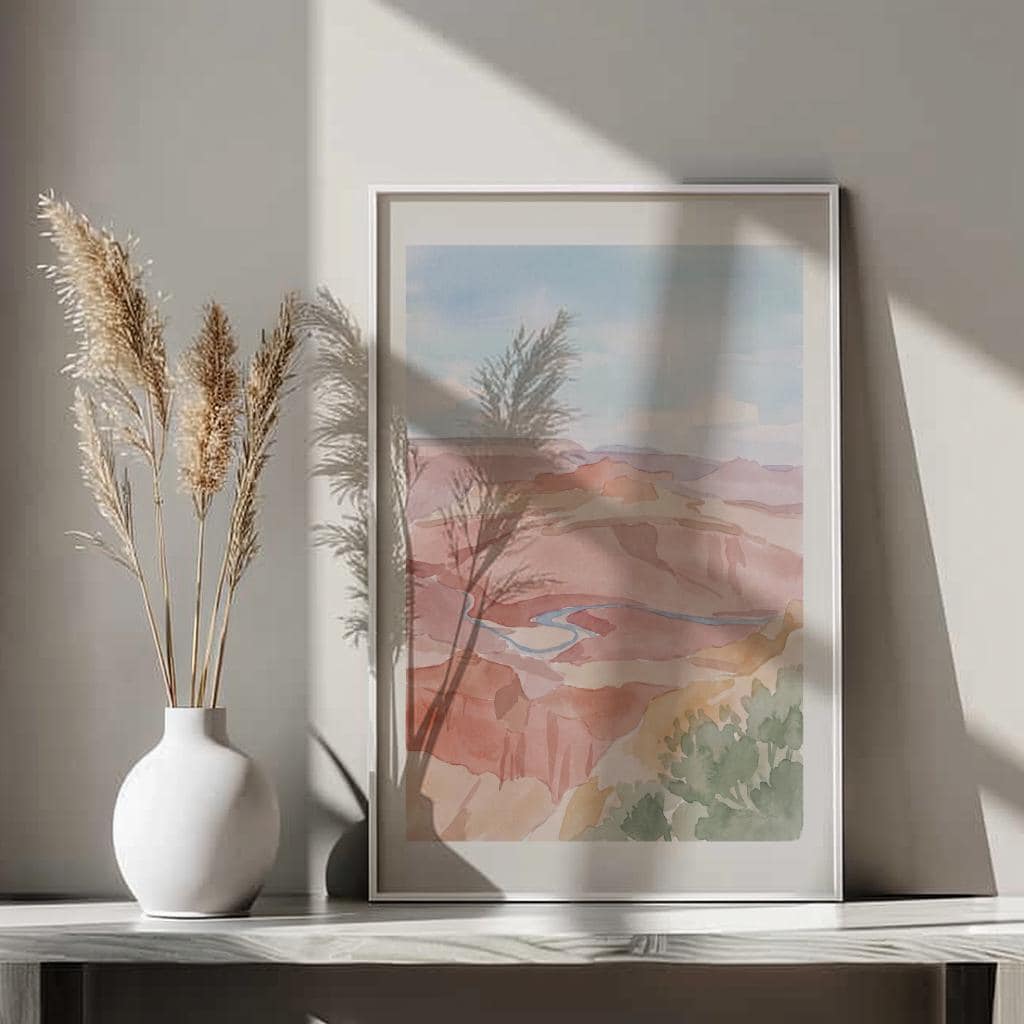 Grand Canyon Colorado River Watercolor Art (Digital Download - Vertical)